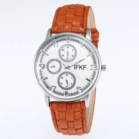 Heren Mode Zakelijk Quartz Horloge Met 3-Oog Multifunctionele Wijzerplaat Legering Kast Vlechtpatroon Kunstleren Band Polshorloge