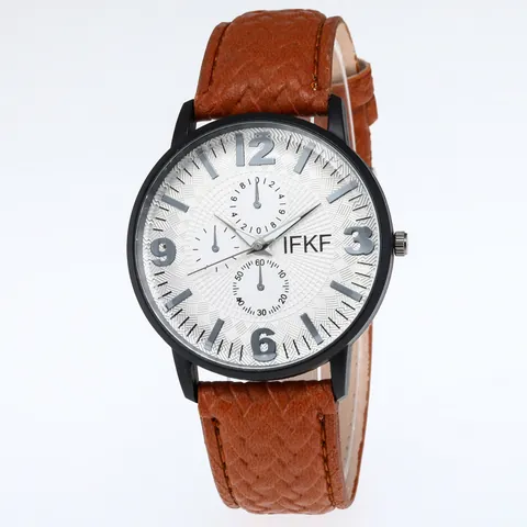 Men's Fashion Quartz Watch Woven Texture Synthetic Leather Strap Alloy Case Large Numeral Dial Casual Business Wristwatch