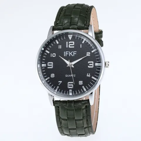Fashion Men's Quartz Watch With Alloy Case Faux Leather Strap Large Arabic Numerals Casual Business Timepiece For Students