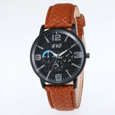 Orologio al Quarzo Multifunzionale da Uomo Cinturino in Ecopelle Intrecciata Cassa in Lega Orologio Analogico Business Casual Quotidiano