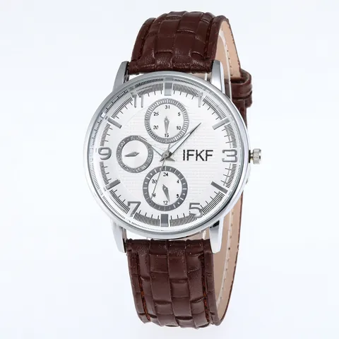 Heren Mode Zakelijk Quartz Horloge Met 3-Oog Multifunctionele Wijzerplaat Legering Kast Vlechtpatroon Kunstleren Band Polshorloge