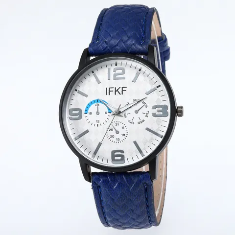 Men's Fashion Quartz Watch With Woven Texture Leather Strap Multi-functional Three Dial Chronograph Casual Business Wristwatch
