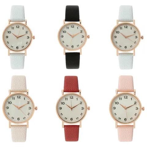 Mode Eenvoudig Dames Quartz Horloge Roségouden Kast Kunstlederen Band Arabische Cijfers Minimalistisch Polshorloge Voor Vrouwen Cadeau