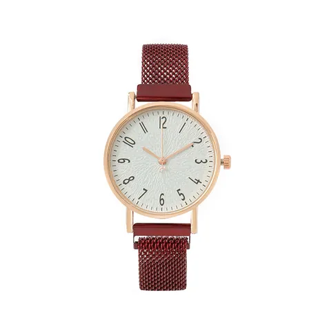 Women Fashion Quartz Watch Milanese Stainless Steel Mesh Strap Magnetic Buckle Arabic Numerals Alloy Case Casual Dress