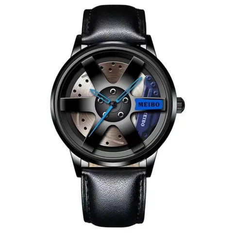 Men Racing Rim Watch Creative Automotive Hub Design Sports Quartz Wristwatch Alloy Case Leather Mesh Stainless Steel Band Fashion Gift