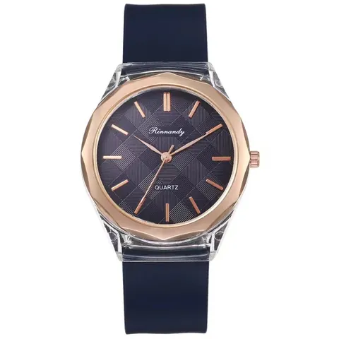 Mode Quarz Uhr Mit Silikonarmband Transparentem Gehäuse Geometrische Metalllünette Gitterzifferblatt Lässige Armbanduhr