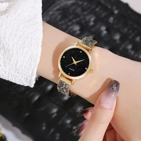 Dames Mode Luxe Sterrenhemel Quartz Horloge Strass Ingelegde Legering Band Elegant Casual Dames Polshorloge Sieraden Cadeau