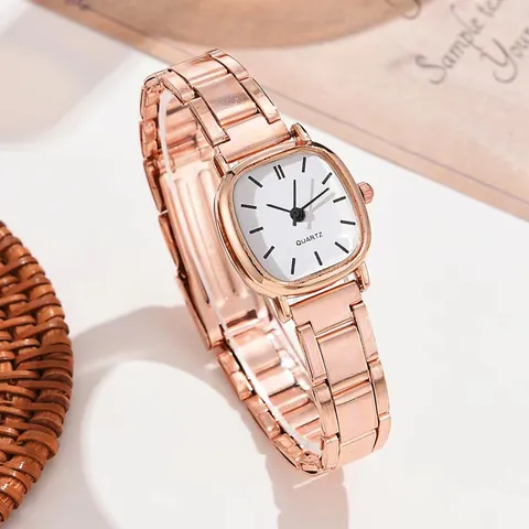 Orologio al Quarzo Moda Donna Elegante Cinturino in Metallo Lega Quadrante Rotondo Quadrato Oro Rosa Argento Orologio da Polso Casual Gioielli Regalo