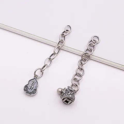 S925 Argento Sterling Vintage Thai Argento Zucca Ruyi Pendente Catena Di Estensione Per DIY Collana Bracciale Accessori Per Gioielli