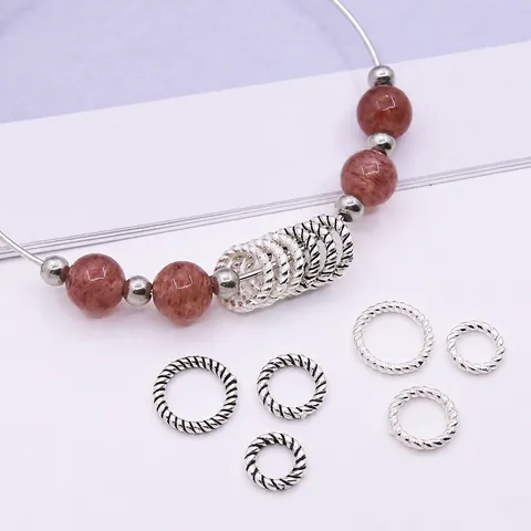 925 Sterling Silver Twist Rope Closed Rings DIY Jewelry Making Spacer Beads Vintage Minimalist Connector Jewelry Findings