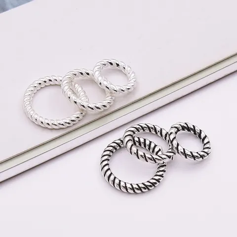 925 Sterling Silver Twist Rope Closed Rings DIY Jewelry Making Spacer Beads Vintage Minimalist Connector Jewelry Findings