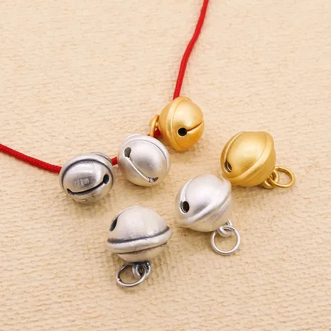999 Sterling Silver Bell Pendant Only Without Chain DIY Accessory Frosted Matte Bell For Baby Necklace Bracelet Making