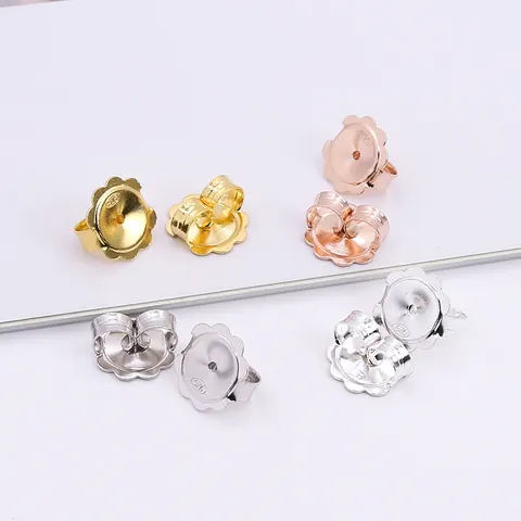 925 Sterling Silver Large Flower Earring Backs Butterfly Clutch Secure Earring Nuts For Studs DIY Jewelry Findings Accessories