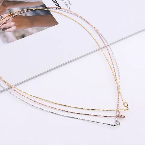 Italian 925 Sterling Silver Box Chain Necklace Women Minimalist Sparkle Faceted Choker Gold Rose Gold Plated Fashion Jewelry