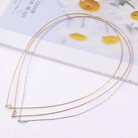 Italian 925 Sterling Silver Box Chain Necklace Women Minimalist Sparkle Faceted Choker Gold Rose Gold Plated Fashion Jewelry