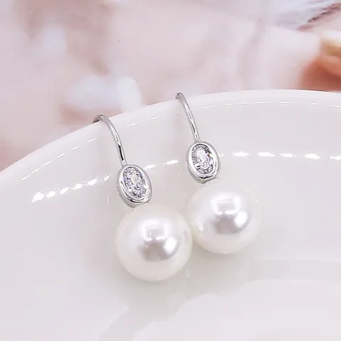 S925 Sterling Silver DIY Earring Hooks With Zircon Inlay For Artificial Pearl Jewelry Making Findings Gold Rose Gold Platinum Wires