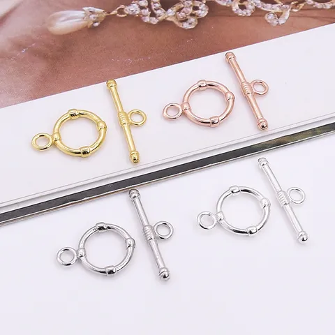 Fermoir Toggle en Argent Sterling 925 Connecteur Anneau OT et Barre en T pour Création de Bijoux Collier Bracelet DIY