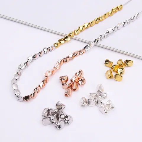 S925 Sterling Silver Irregular Loose Beads For DIY Jewelry Making Accessories Gold Rose Gold Platinum Plated Spacer Beads