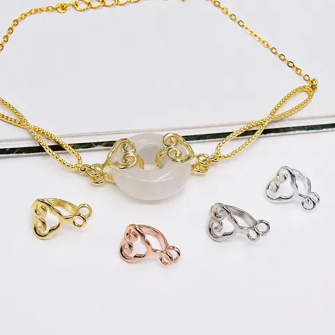 S925 Sterling Silver Pendant Clasp DIY Jewelry Connector With Auspicious Cloud Heart Pattern Electroplated Necklace Accessory Findings