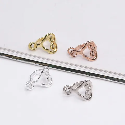S925 Sterling Silver Pendant Clasp DIY Jewelry Connector With Auspicious Cloud Heart Pattern Electroplated Necklace Accessory Findings