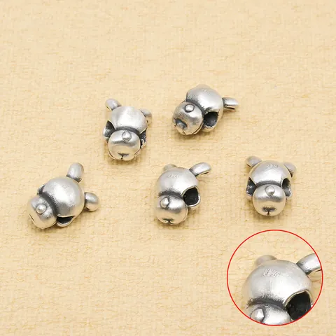 925 Sterlingsilber Tierkreis Hase Charms 3D Hartes Silber Geldhase Barren Glückstüte Perlen DIY Armband Tier Anhänger