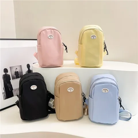 Women's Casual Nylon Chest Bag Solid Color Crossbody Sling Bag With Adjustable Strap School Travel Shoulder Bag