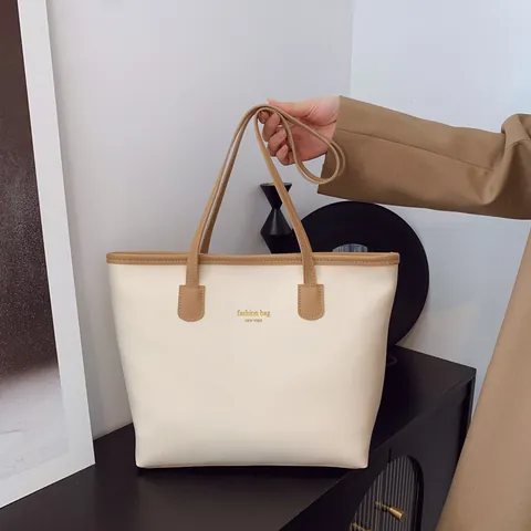 Bolso Tote de Cuero PU de Gran Capacidad para Mujer Bolso de Hombro Versátil con Estampado de Letras New York Bolso de Viaje