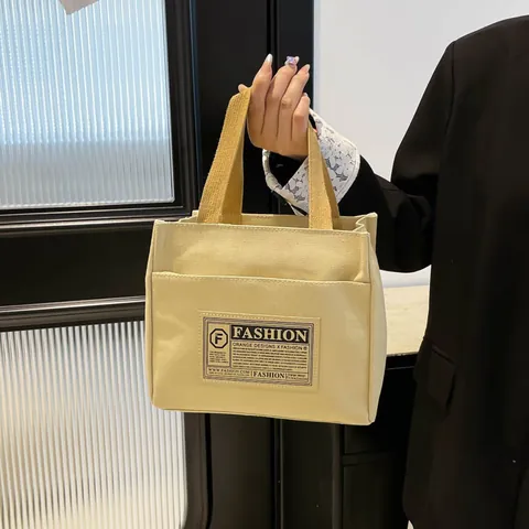 Sac Fourre-tout en Toile Vintage pour Femmes Workwear Japonais Grande Capacité Sac à Épaule Décontracté Rétro Main Fashion Label Shopper