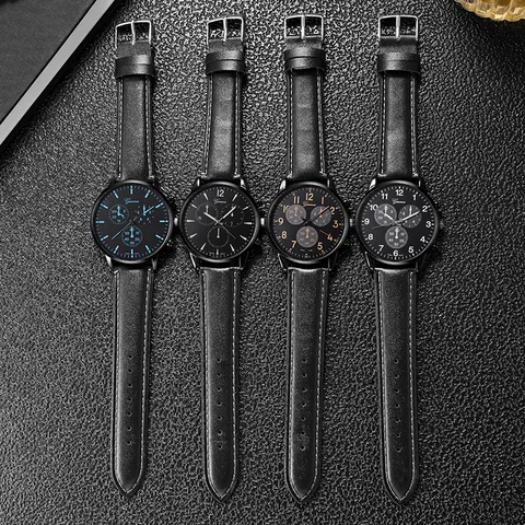 Orologio al Quarzo da Uomo Luminoso di Moda Con Quadrante Grande Cinturino in Ecopelle Cassa in Lega Orologio da Polso Analogico Business Casual per Uomo