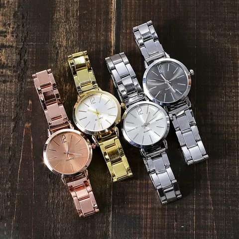 Fashion Women Minimalist Quartz Watch Round Dial Alloy Link Strap Elegant Casual Wristwatch For Daily Business Ladies Jewelry