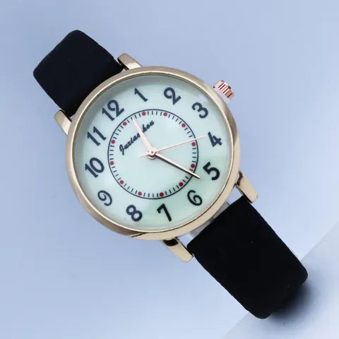Women's Luminous Quartz Watch Vintage Casual PU Leather Strap Alloy Case Arabic Numerals Wristwatch For Ladies Students Gift