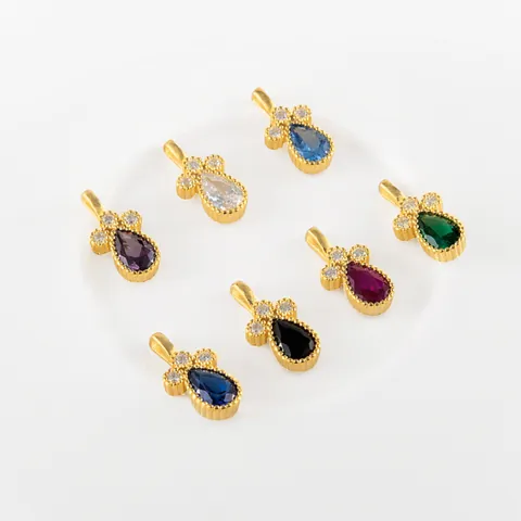 925 Sterling Silver Teardrop Zirconia Pendant Charms For DIY Jewelry Making Gold Silver Colorful Water Drop Mini Dangles