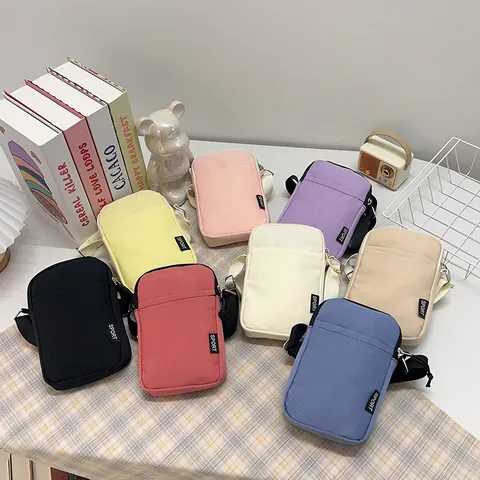Bolso Bandolera de Nailon Casual para Mujer Color Sólido Sport Letra Bolso para Teléfono Móvil Bolso de Hombro Viaje