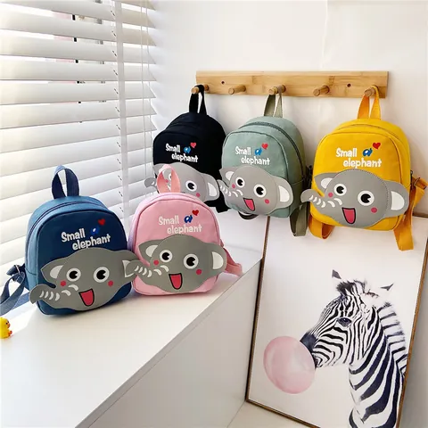Cute Cartoon Animal Kids Mini Backpack Canvas Rabbit Elephant Toddler School Bag Lightweight Breathable Children Travel Rucksack