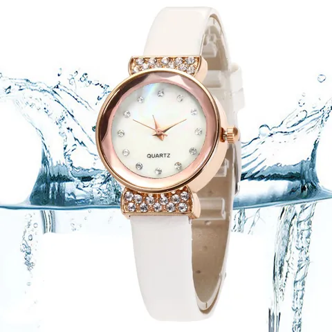 Fashion Women Quartz Watch Rhinestone Decoration Rose Gold Alloy Case Faux Leather Strap Elegant Ladies Wristwatch For Office Daily Wear