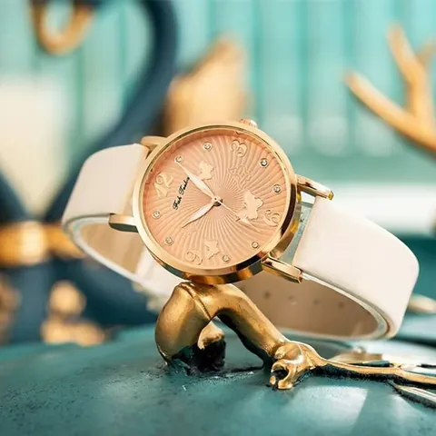 Women Fashion Butterfly Pattern Quartz Watch Leather Strap Elegant Rhinestone Dial Casual Ladies Wristwatch