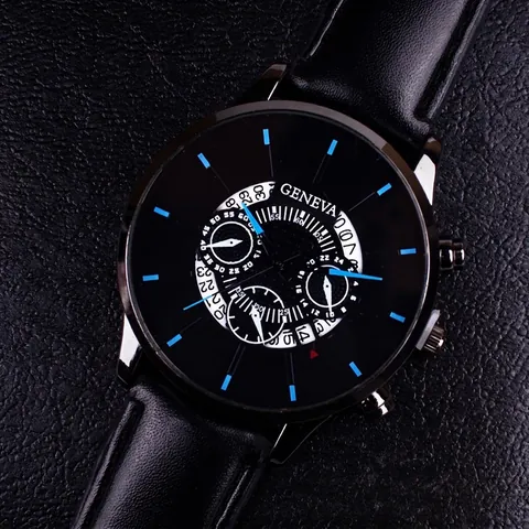 Men's Fashion Business Quartz Watch Faux Leather Strap Alloy Case Calendar Decorative Sub-Dials Analog Wristwatch For Male