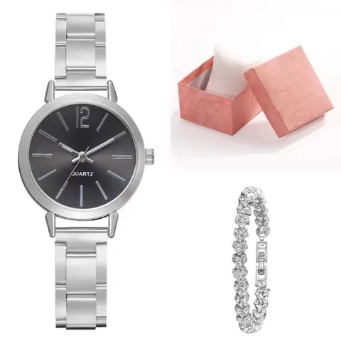 Women Fashion Analog Quartz Wrist Watch Heart Rhinestone Bracelet Metal Link Band Elegant Ladies Jewelry Accessory Pink Packaging