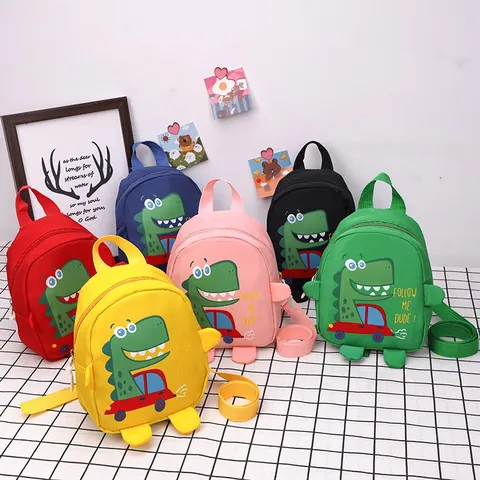 Cute Cartoon Dinosaur Kids Anti-lost Backpack Nylon Waterproof Mini Toddler School Bag For Boys Girls Everyday Use