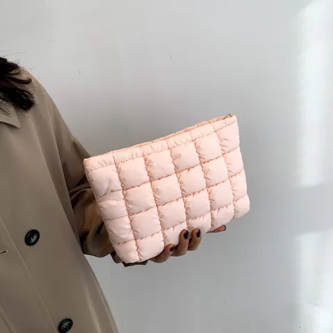 Gesteppt Puffer Clutch Für Damen Große Kapazität Baumwolle Kosmetiktasche Mode Wolke Falten Handtasche Aufbewahrungsorganisator