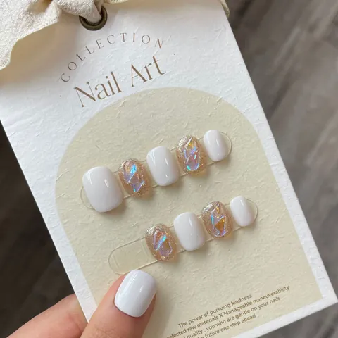 Unghie Finte Fatte a Mano Aurora Pietra Preziosa Strass Arte Artificiale Unghie per Donna Fata Accessori per Manicure