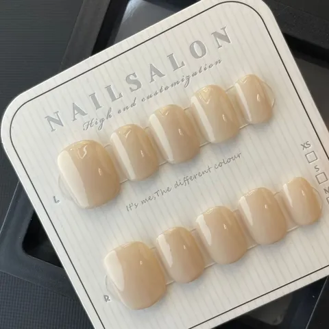 Handmade Press On Nails Glossy Minimalist Solid Color Nude Round Square Fake Nails Professional Manicure Decoration For Women
