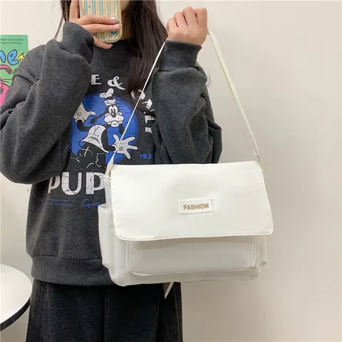 Harajuku Stil Vintage Segeltuch Umhängetasche Große Kapazität Nylon Crossbody Bag Studenten Schule Casual Fashion Schultertasche