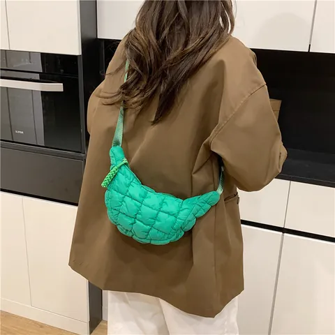 Borsa a Tracolla a Mezzaluna in Nylon Trapuntato da Donna Leggera Borsa a Spalla a Nuvola Con Tracolla Regolabile