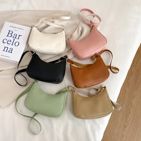 Bolso de Axila de Cuero PU Vintage para Mujer Minimalista con Forma de Media Luna Bolso de Hombro para el Trabajo Diario Bolso Pequeño de Estilo Western de Gama Alta