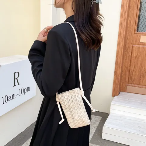 Dames Mini Canvas Crossbody Telefoontasje Minimalistisch Effen Kleur Kleine Schoudertas Verticaal Vierkant Tasje Met Knoopriem