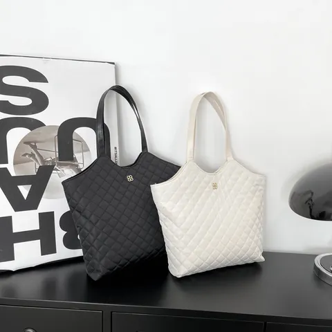 Bolso Tote Acolchado de Rombos para Mujer Gran Capacidad Cuero Sintético Bolso de Hombro Casual Diario Trabajo Compras Bolso de Mano