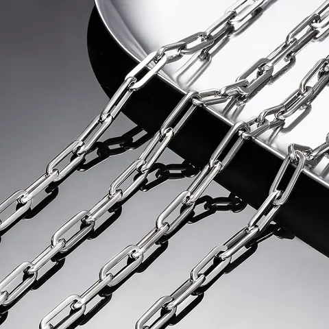 DIY Stainless Steel Paperclip Chain 5mm Rectangular Link Loose Chain For Necklace Bracelet Making Polished Silver Jewelry Accessory
