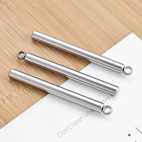 Stainless Steel Cylindrical Rod Pendant DIY Jewelry Making Connector Bar Findings For Necklace Bracelet Tassel Earrings