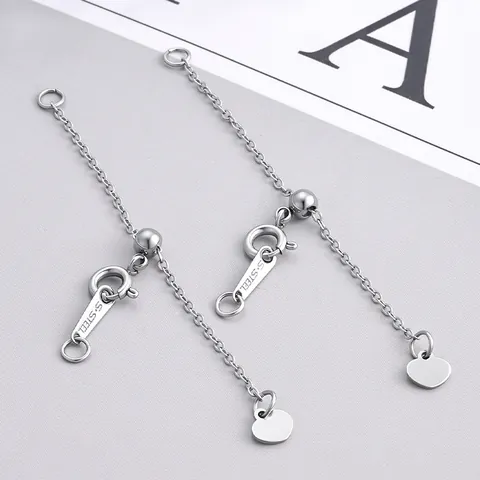 Roestvrij Stalen Hart Hanger Verlengketting Voor DIY Ketting Armband Maken Universele Verstelbare Schuifkraal Staartketting